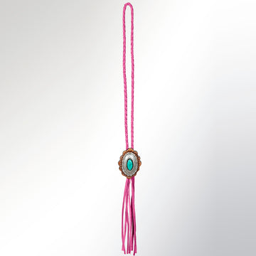 American Darling ADJW106E Braided Genuine Leather Jewelry Necklace with Concho